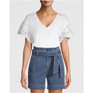 WHBM | EYELET FLUTTER-SLEEVE TEE STYLE: 570287209